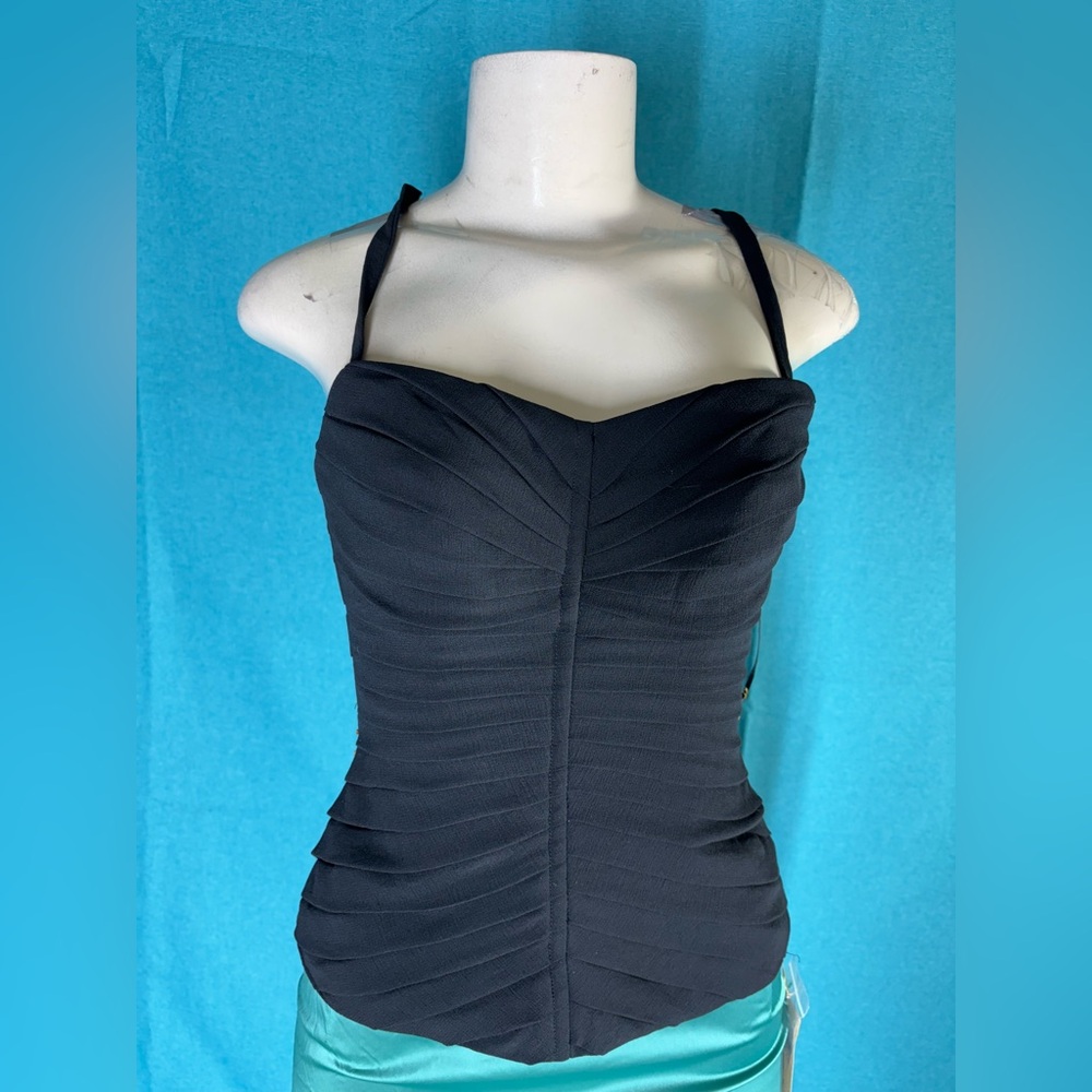 Black Ruched Sweetheart Camisole Top